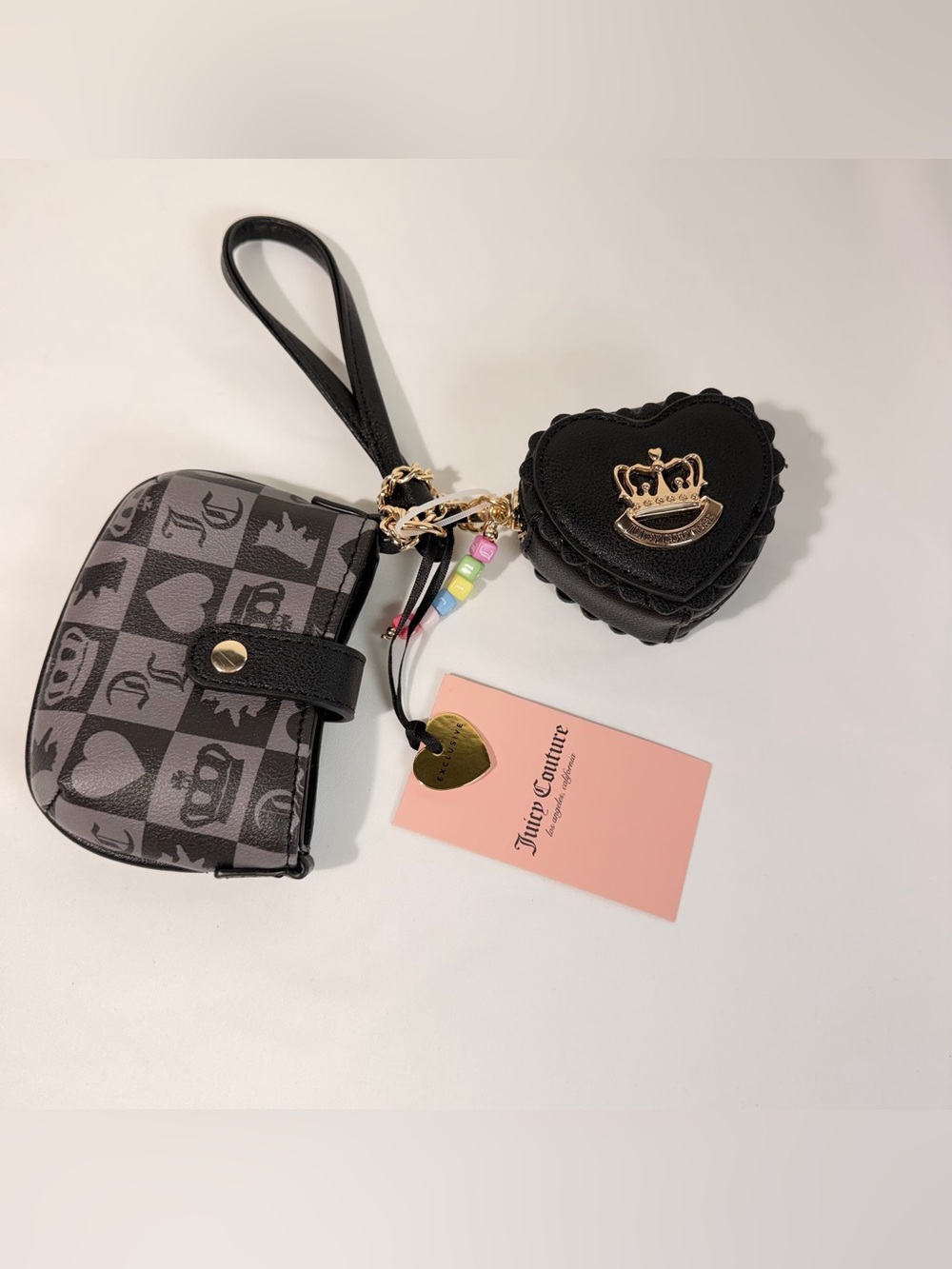 Juicy Couture mini Tab Wristlet coin purse & keychain NWT